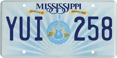 MS license plate YUI258