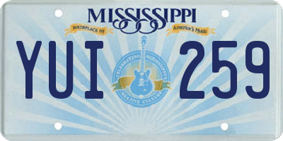 MS license plate YUI259