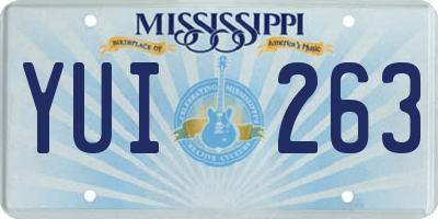 MS license plate YUI263