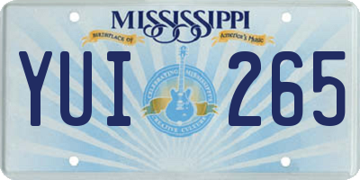 MS license plate YUI265