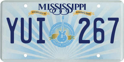 MS license plate YUI267