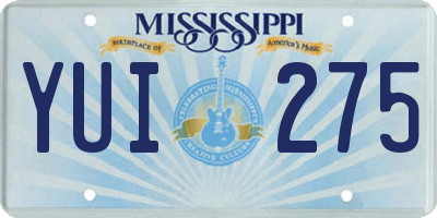 MS license plate YUI275
