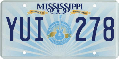 MS license plate YUI278