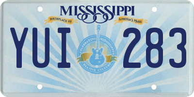 MS license plate YUI283