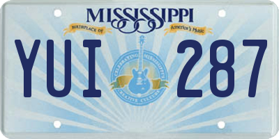 MS license plate YUI287