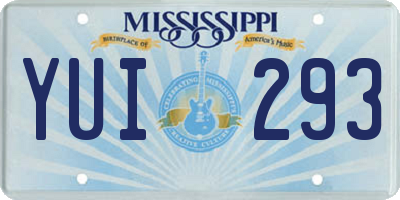 MS license plate YUI293