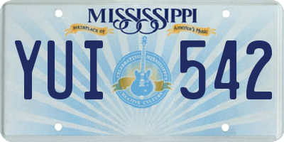 MS license plate YUI542