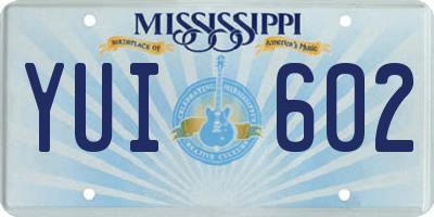 MS license plate YUI602