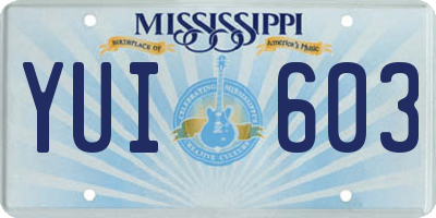 MS license plate YUI603