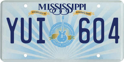MS license plate YUI604