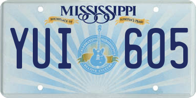 MS license plate YUI605