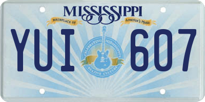 MS license plate YUI607
