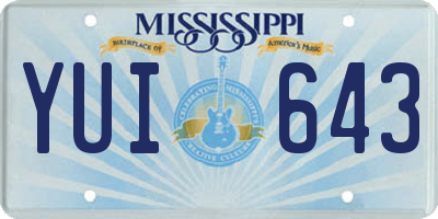 MS license plate YUI643