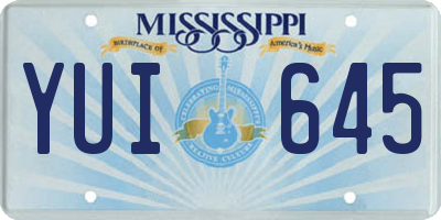 MS license plate YUI645