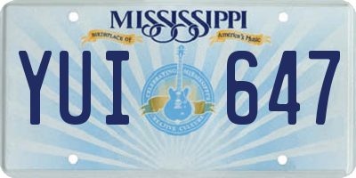 MS license plate YUI647
