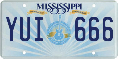 MS license plate YUI666