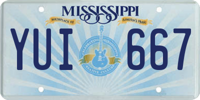 MS license plate YUI667