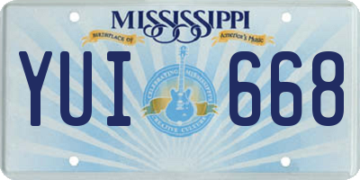 MS license plate YUI668
