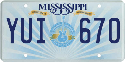 MS license plate YUI670