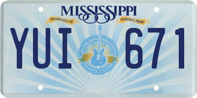 MS license plate YUI671