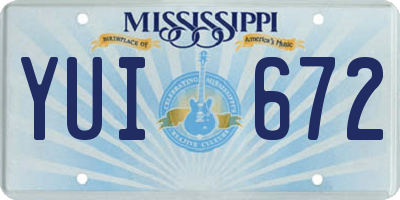 MS license plate YUI672