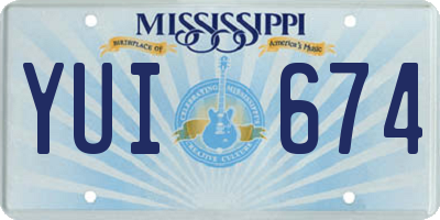 MS license plate YUI674