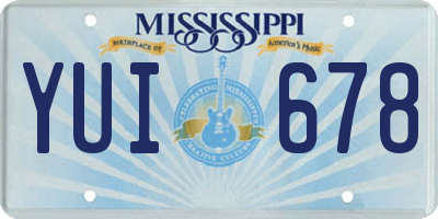 MS license plate YUI678