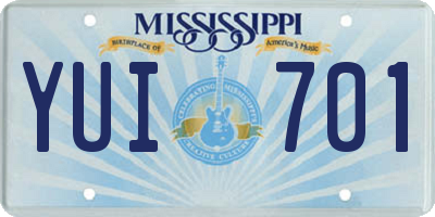 MS license plate YUI701