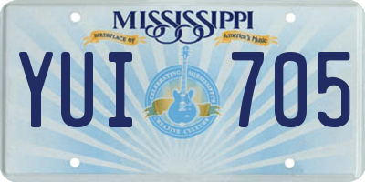 MS license plate YUI705