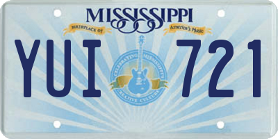 MS license plate YUI721
