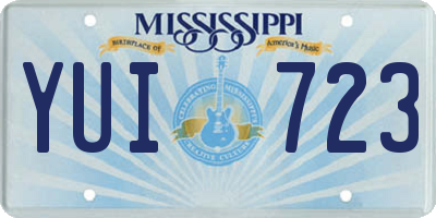 MS license plate YUI723