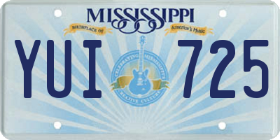 MS license plate YUI725