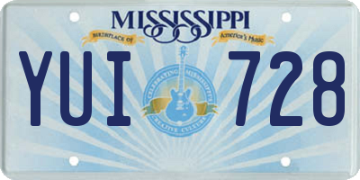 MS license plate YUI728