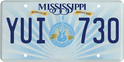 MS license plate YUI730