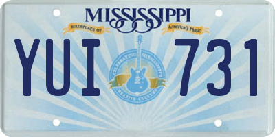 MS license plate YUI731