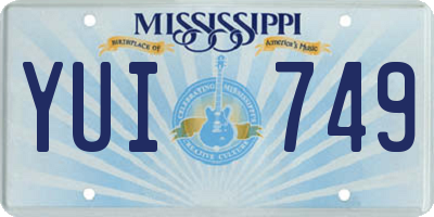 MS license plate YUI749