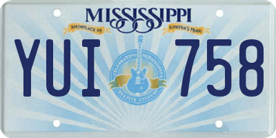 MS license plate YUI758