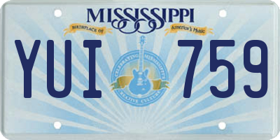 MS license plate YUI759