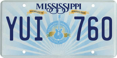 MS license plate YUI760