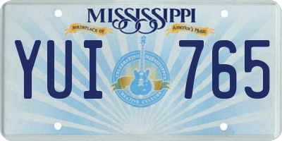 MS license plate YUI765
