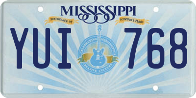 MS license plate YUI768