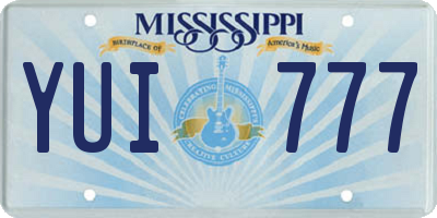 MS license plate YUI777