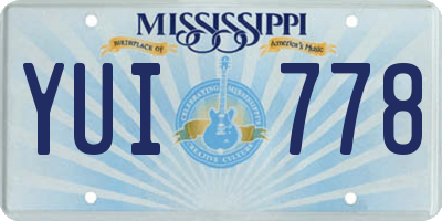 MS license plate YUI778