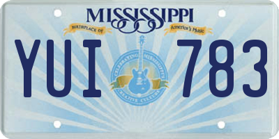 MS license plate YUI783