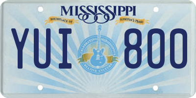 MS license plate YUI800