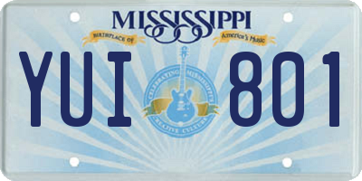 MS license plate YUI801