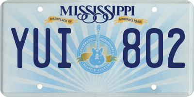 MS license plate YUI802