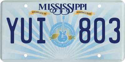 MS license plate YUI803