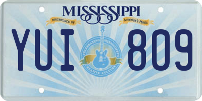 MS license plate YUI809