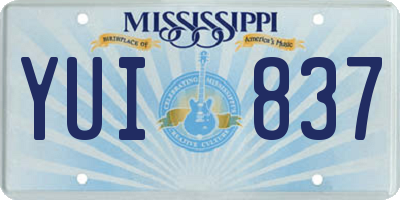 MS license plate YUI837